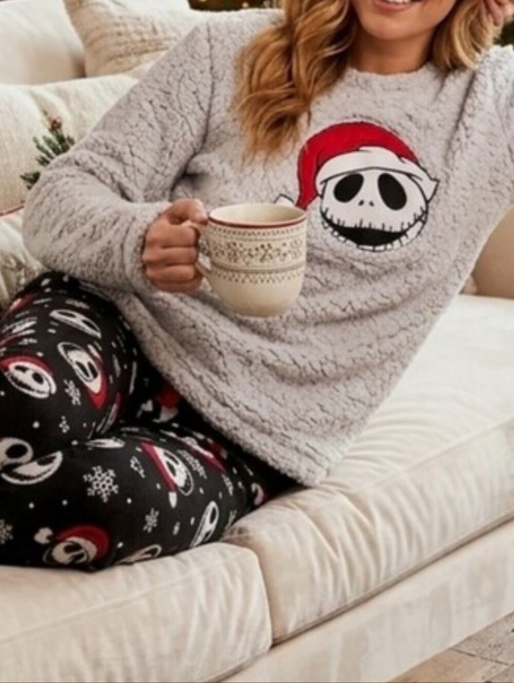 Jack Skellington Plush Winter Pajamas Size XL Nightmare Before Christmas NEW